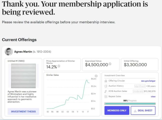 Masterworks will review your membership - browse investments