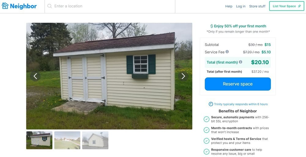 My shed listed on Neighbor