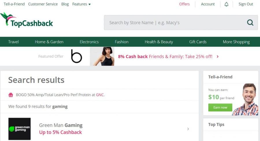 TopCashback gaming screenshot